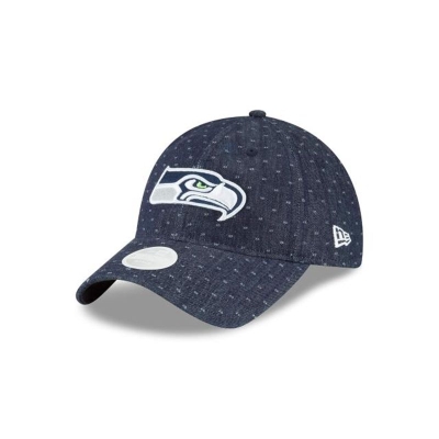 Blue Seattle Seahawks Hat - New Era NFL Dotted Denim 9TWENTY Adjustable Caps USA4637092